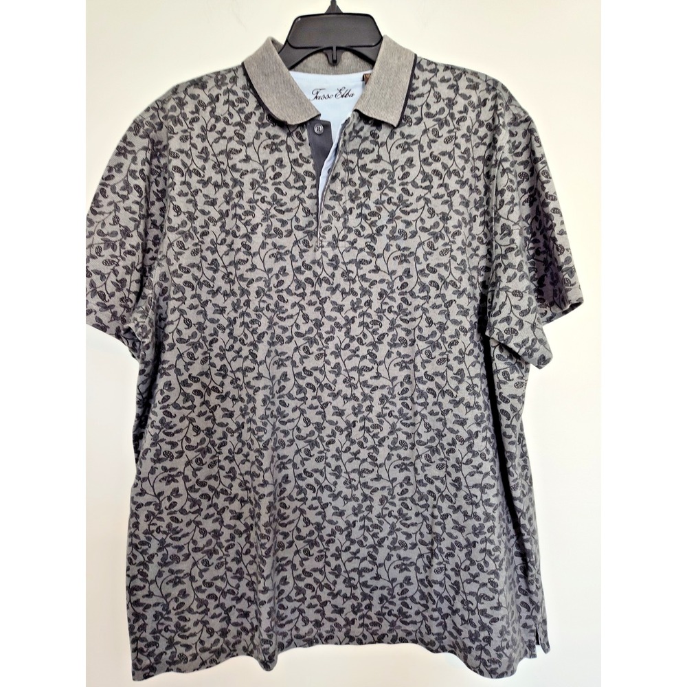 Tasso Elba Mens Short Sleeve Polo Shirt Grey and Black Size‎ L